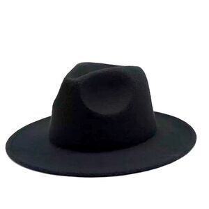 Stylish Black Stiff Brim Tall Dented Crown Fedora Hat NEW